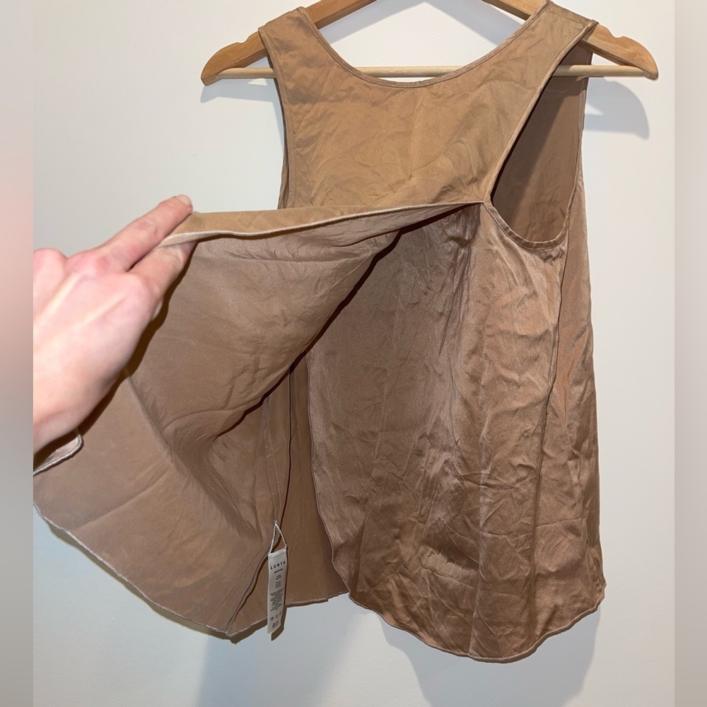 lunya Sleeveless Satin Tank Top in Taupe - Picture 5 of 5